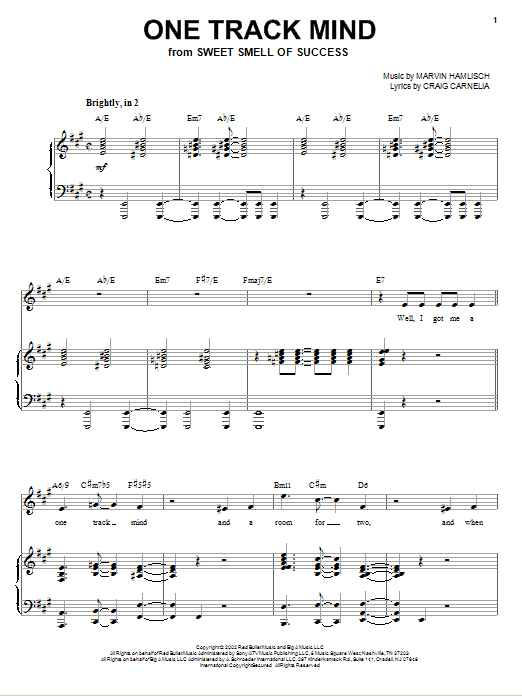 Craig Carnelia One Track Mind sheet music notes and chords. Download Printable PDF.