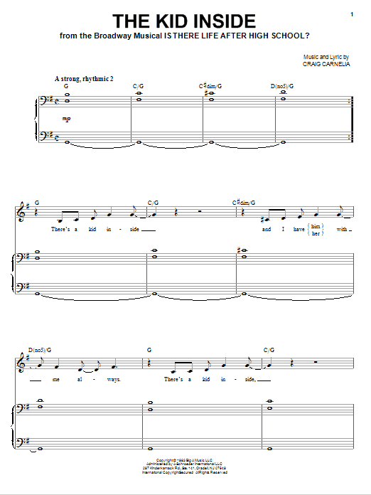 Craig Carnelia The Kid Inside sheet music notes and chords. Download Printable PDF.