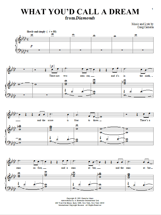 Craig Carnelia What You'd Call A Dream sheet music notes and chords arranged for Piano & Vocal