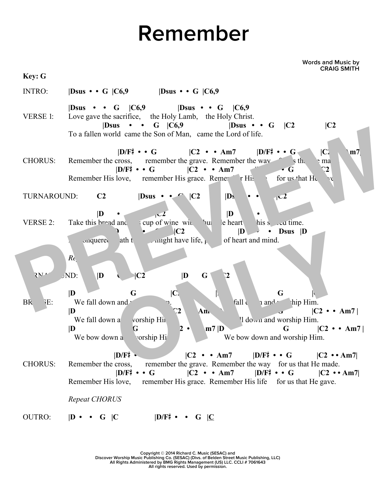 Craig Smith Remember sheet music notes and chords. Download Printable PDF.