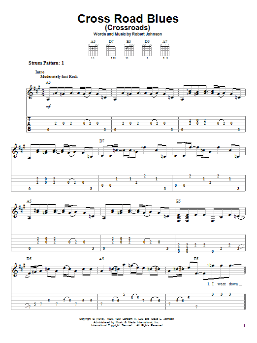 Cream Cross Road Blues (Crossroads) sheet music notes and chords. Download Printable PDF.