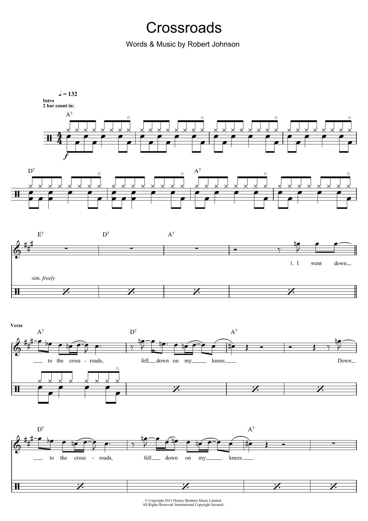 Cream (Ginger Baker) Crossroads sheet music notes and chords. Download Printable PDF.