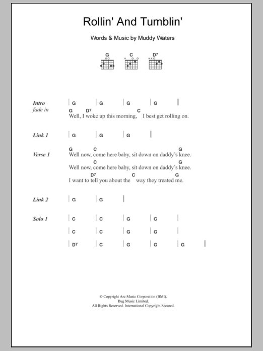 Cream Rollin' And Tumblin' sheet music notes and chords. Download Printable PDF.