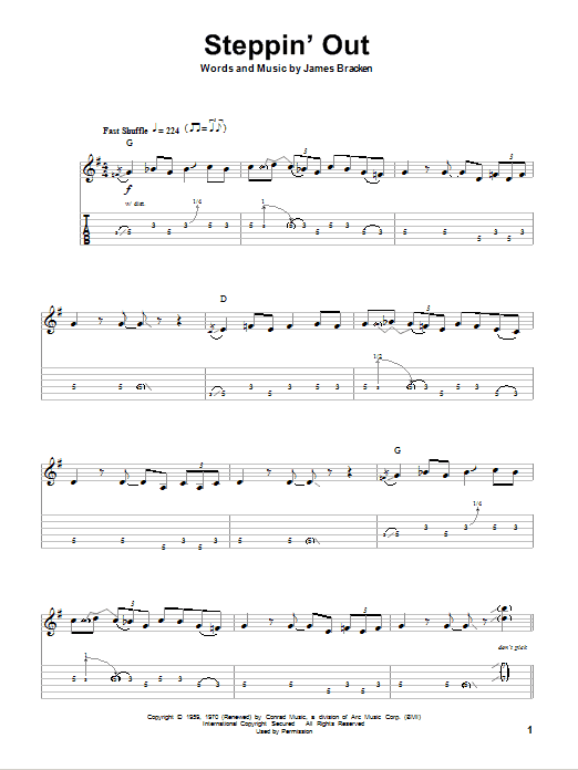 Cream Steppin' Out sheet music notes and chords. Download Printable PDF.