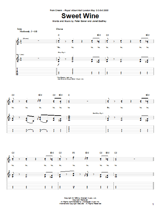 Learn to play Cream Sweet Wine sheet music for Guitar Tab in minutes. Price: 7.8900$ Cream Sweet Wine sheet music notes and chords arranged for Guitar Tab