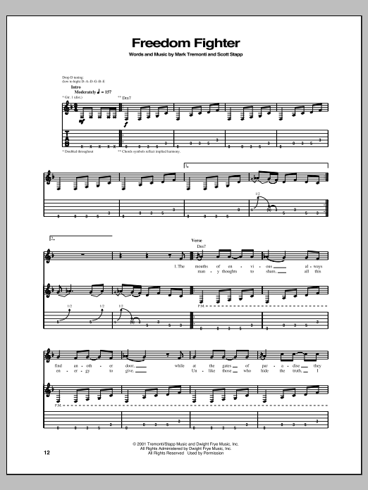 Learn to play Creed Freedom Fighter sheet music for Guitar Tab in minutes. Price: 7.8900$ Creed Freedom Fighter sheet music notes and chords arranged for Guitar Tab