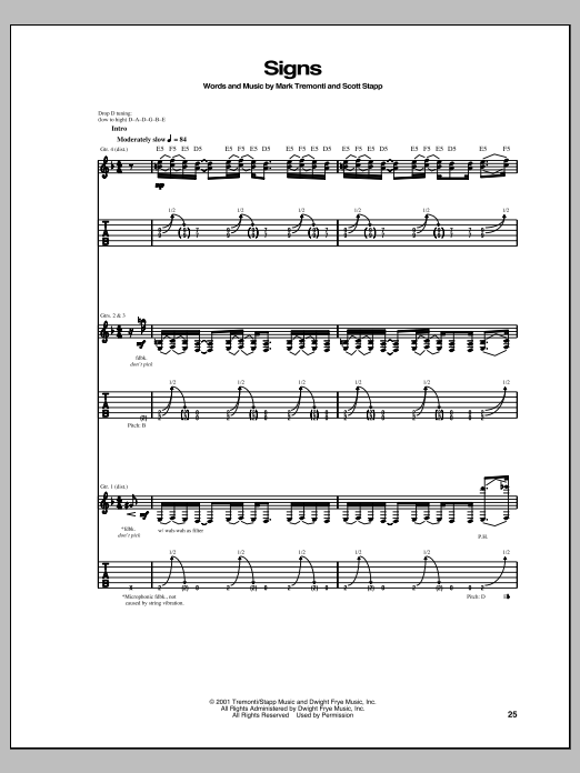 Learn to play Creed Signs sheet music for Guitar Tab in minutes. Price: 7.8900$ Creed Signs sheet music notes and chords arranged for Guitar Tab
