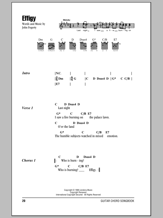 Creedence Clearwater Revival Effigy sheet music notes and chords. Download Printable PDF.