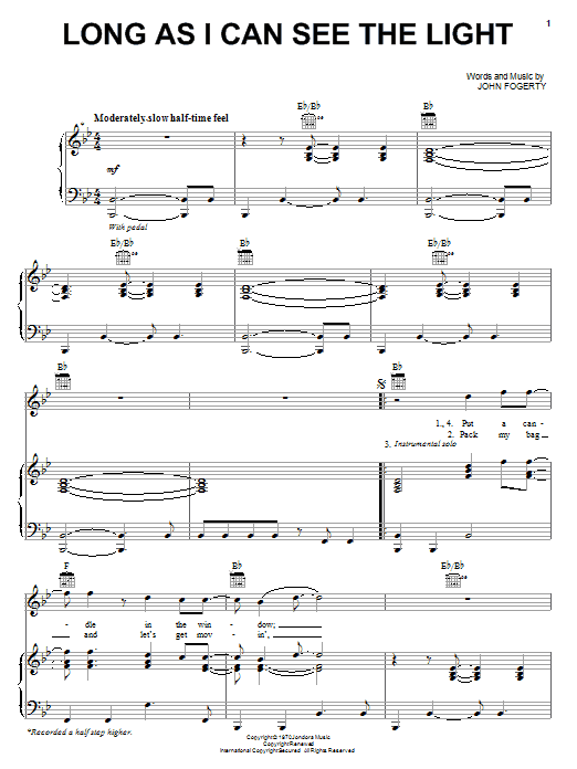 Creedence Clearwater Revival Long As I Can See The Light sheet music notes and chords. Download Printable PDF.