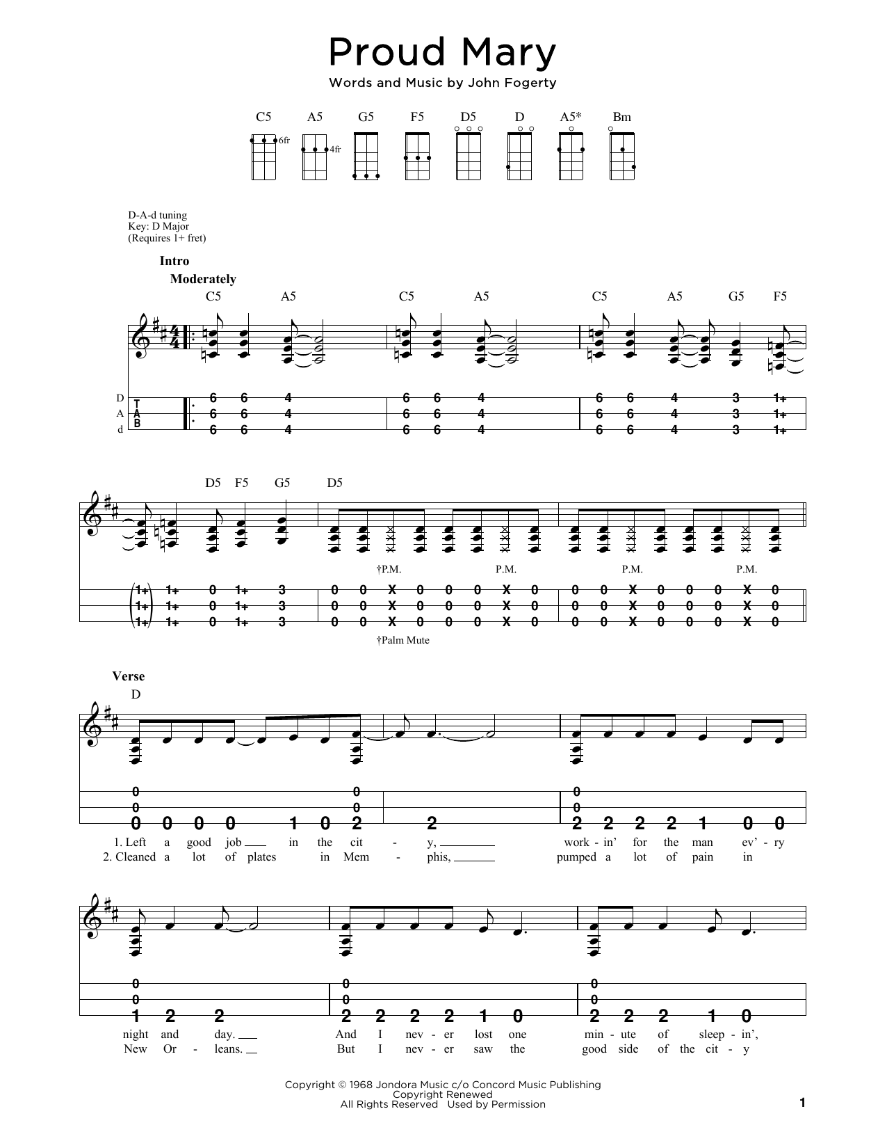 Creedence Clearwater Revival Proud Mary (arr. Steven B. Eulberg) sheet music notes and chords. Download Printable PDF.