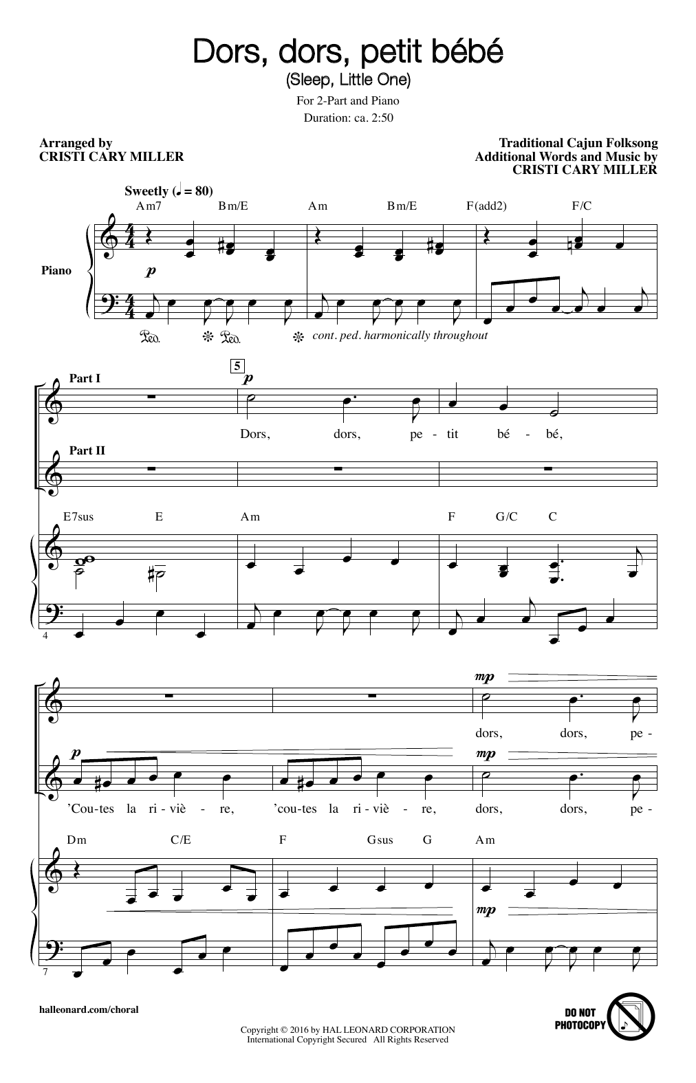 Cristi Cary Miller Dors, Dors, Petit Bebe (Sleep, Little One) sheet music notes and chords. Download Printable PDF.