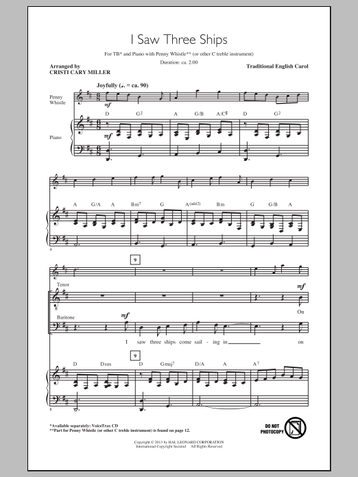 Traditional Carol I Saw Three Ships (arr. Cristi Cary Miller) sheet music notes and chords. Download Printable PDF.