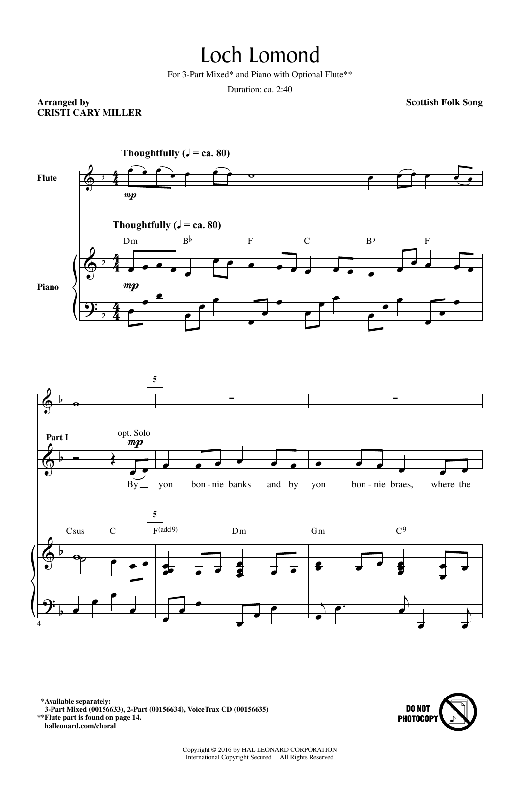 Cristi Cary Miller Loch Lomond sheet music notes and chords. Download Printable PDF.