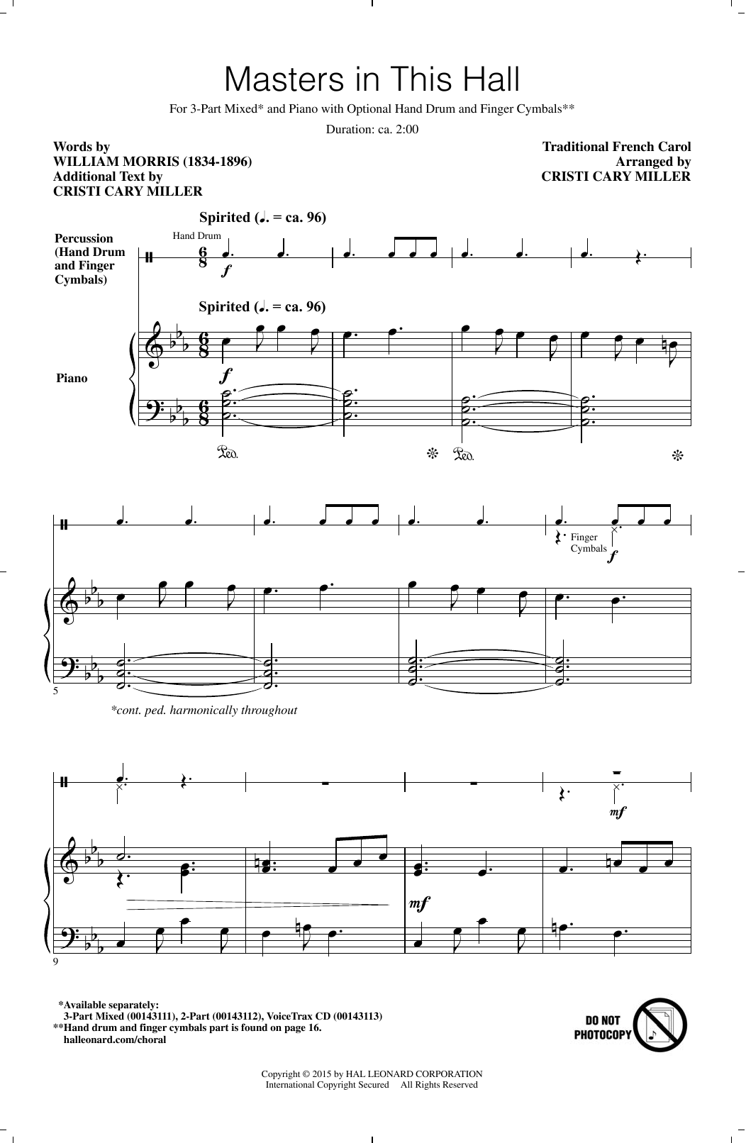 Learn to play Cristi Cary Miller Masters In This Hall sheet music for 3-Part Mixed Choir in minutes. Price: 3.9900$ Cristi Cary Miller Masters In This Hall sheet music notes and chords arranged for 3-Part Mixed Choir