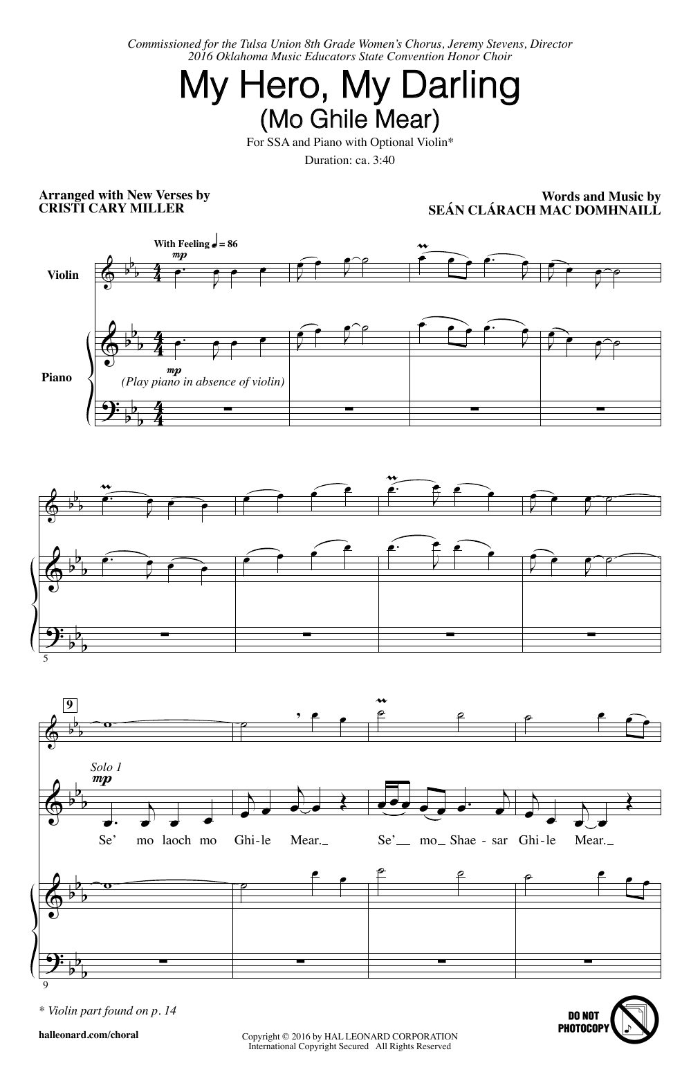 Cristi Cary Miller My Hero, My Darling (Mo Ghile Mear) sheet music notes and chords. Download Printable PDF.