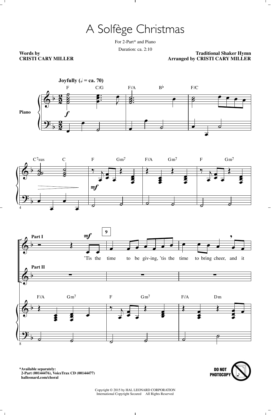 Cristi Cary Miller Solfege Christmas sheet music notes and chords. Download Printable PDF.