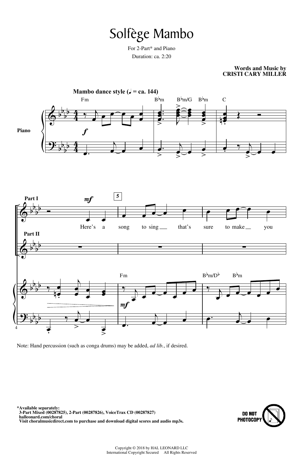 Cristi Cary Miller Solfege Mambo sheet music notes and chords. Download Printable PDF.