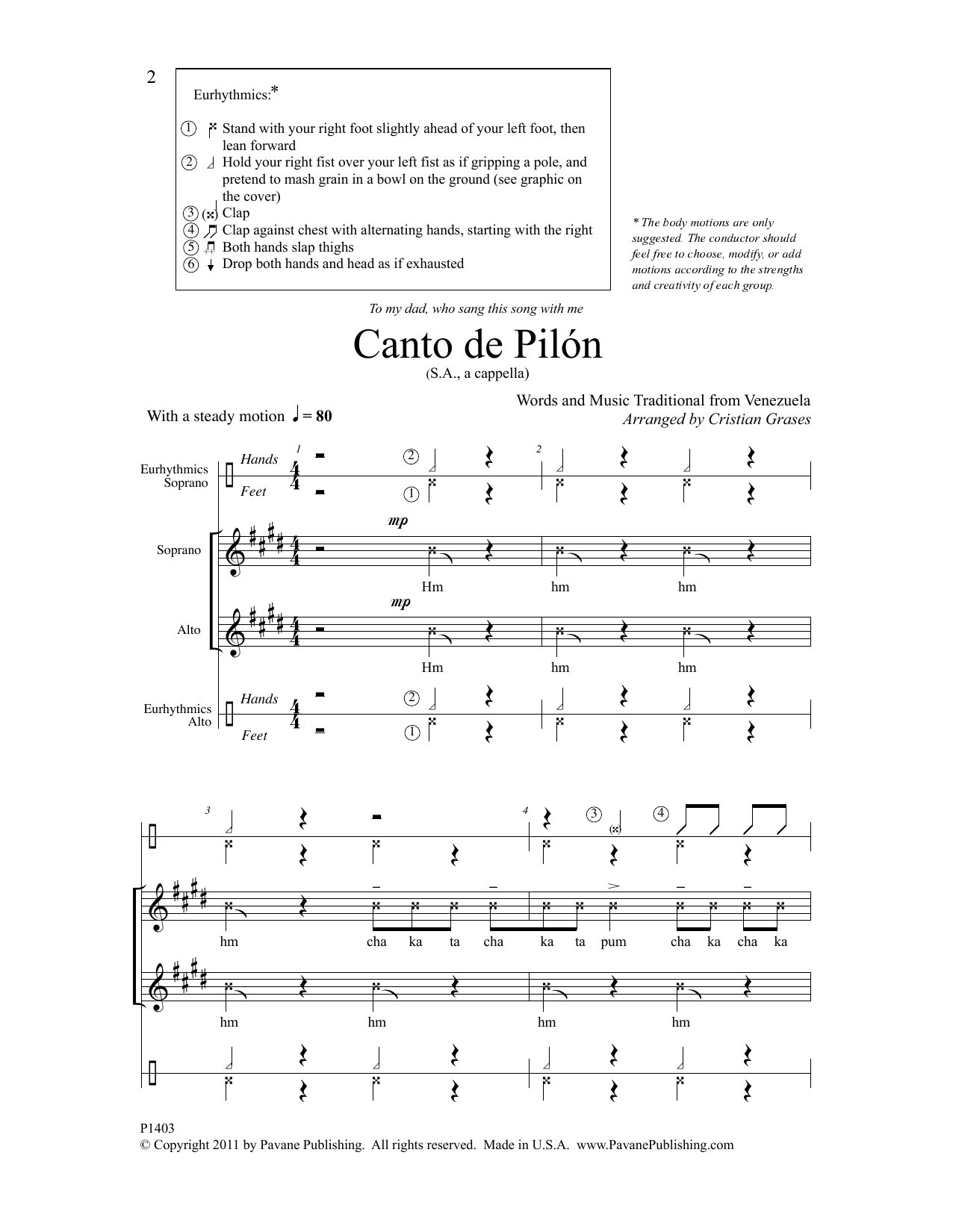 Cristian Grases Canto de Pilon sheet music notes and chords. Download Printable PDF.