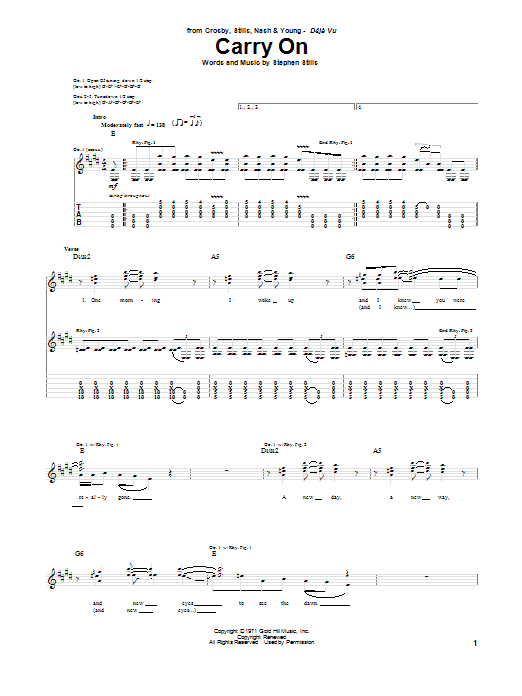 Crosby, Stills & Nash Carry On sheet music notes and chords. Download Printable PDF.