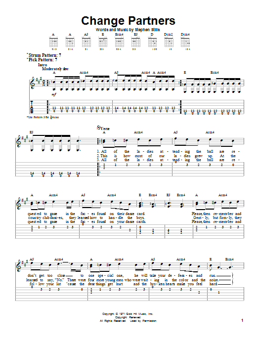 Crosby, Stills & Nash Change Partners sheet music notes and chords. Download Printable PDF.