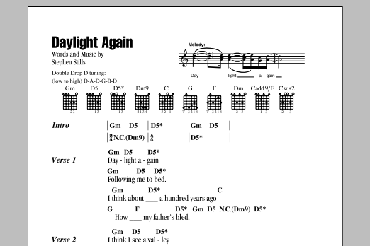 Crosby, Stills & Nash Daylight Again sheet music notes and chords. Download Printable PDF.