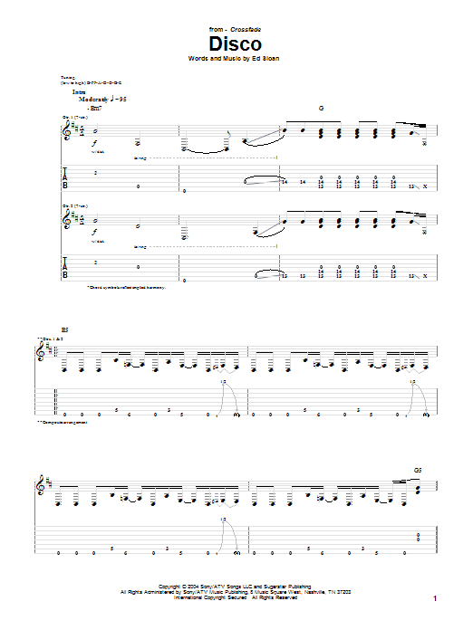 Learn to play Crossfade Disco sheet music for Guitar Tab in minutes. Price: 7.8900$ Crossfade Disco sheet music notes and chords arranged for Guitar Tab