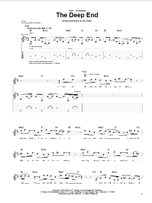 Learn to play Crossfade The Deep End sheet music for Guitar Tab in minutes. Price: 7.8900$ Crossfade The Deep End sheet music notes and chords arranged for Guitar Tab