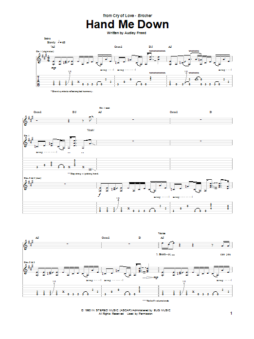 Learn to play Cry of Love Hand Me Down sheet music for Guitar Tab in minutes. Price: 7.8900$ Cry of Love Hand Me Down sheet music notes and chords arranged for Guitar Tab