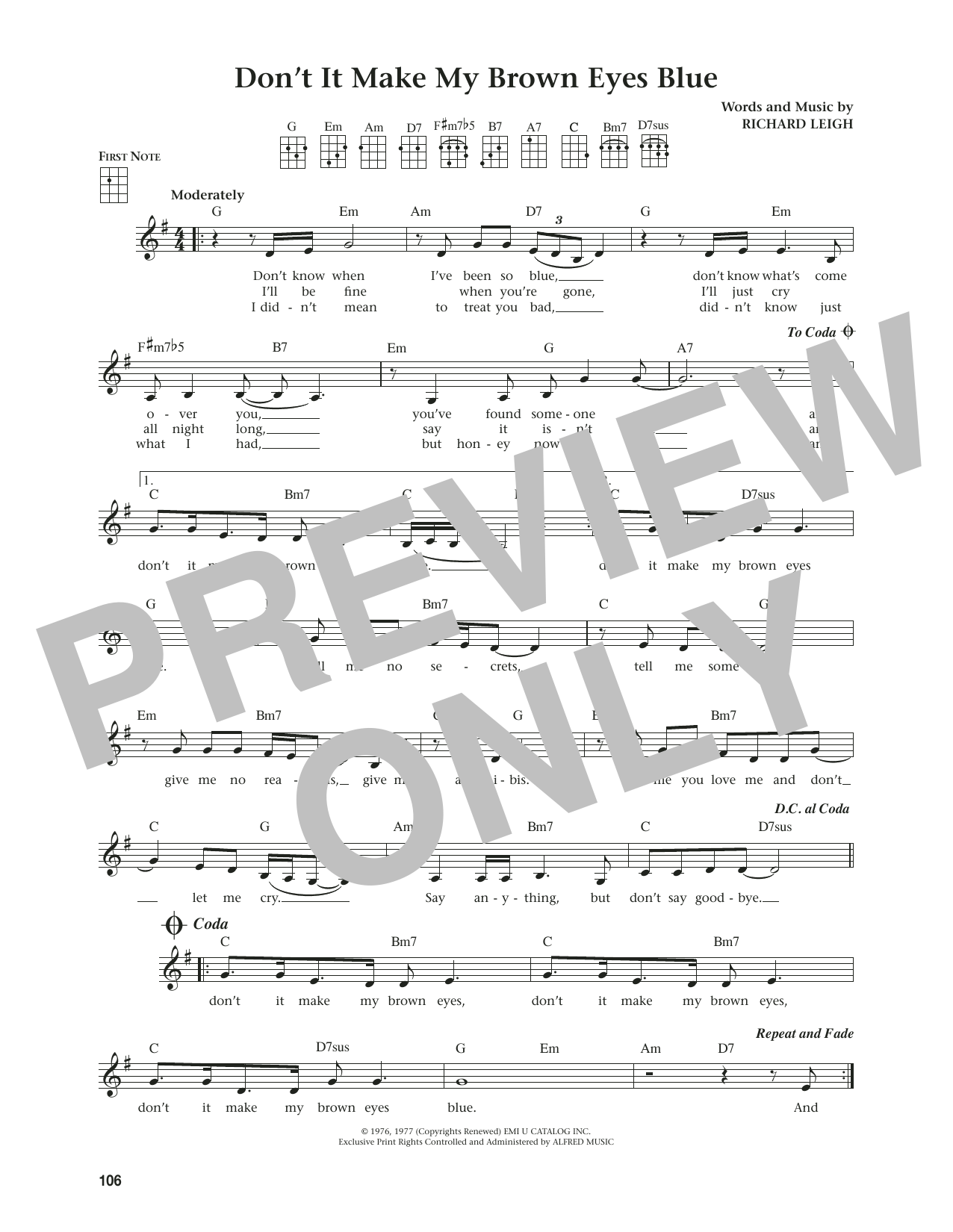 Crystal Gayle Don't It Make My Brown Eyes Blue (from The Daily Ukulele) (arr. Jim Beloff) sheet music notes and chords. Download Printable PDF.