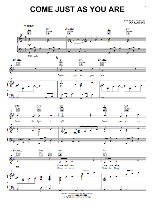 Crystal Lewis Come Just As You Are sheet music notes and chords. Download Printable PDF.