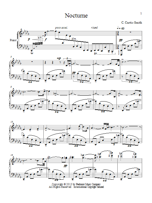Learn to play Curtis Curtis-Smith Nocturne sheet music for Piano Solo in minutes. Price: 7.8900$ Curtis Curtis-Smith Nocturne sheet music notes and chords arranged for Piano Solo