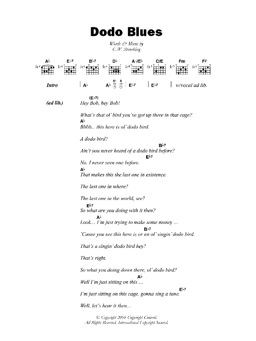 C.W. Stoneking Dodo Blues sheet music notes and chords. Download Printable PDF.