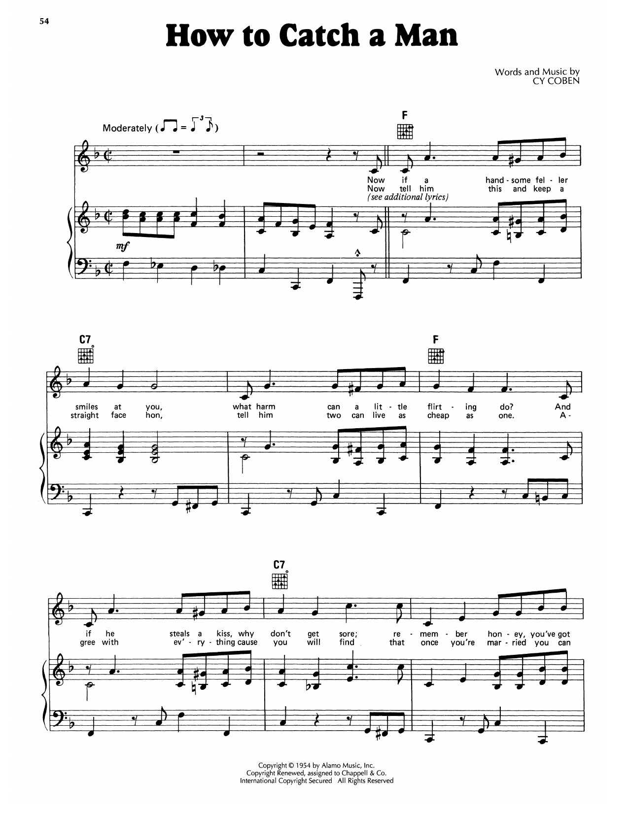 Cy Coben How To Catch A Man sheet music notes and chords. Download Printable PDF.