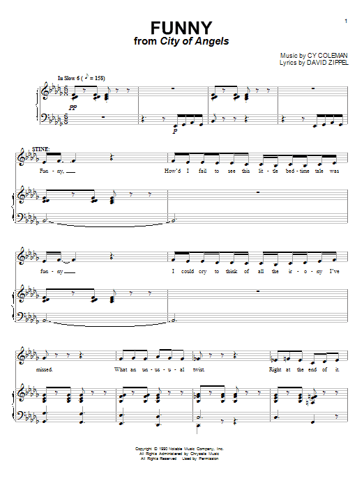 Cy Coleman Funny sheet music notes and chords. Download Printable PDF.