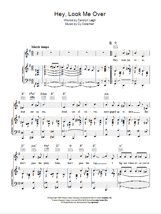 Lucille Ball Hey, Look Me Over sheet music notes and chords. Download Printable PDF.