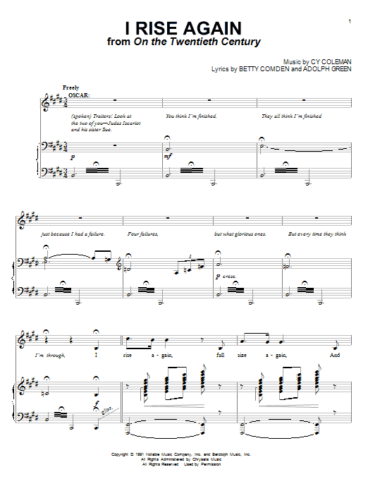 Learn to play Cy Coleman I Rise Again sheet music for Piano, Vocal & Guitar Chords (Right-Hand Melody) in minutes. Price: 7.8900$ Cy Coleman I Rise Again sheet music notes and chords arranged for Piano, Vocal & Guitar Chords (Right-Hand Melody)