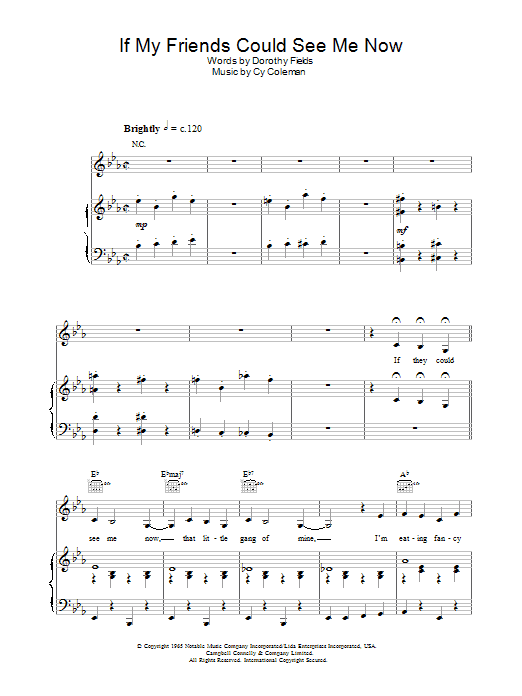 Cy Coleman If My Friends Could See Me Now (from Sweet Charity) sheet music notes and chords. Download Printable PDF.