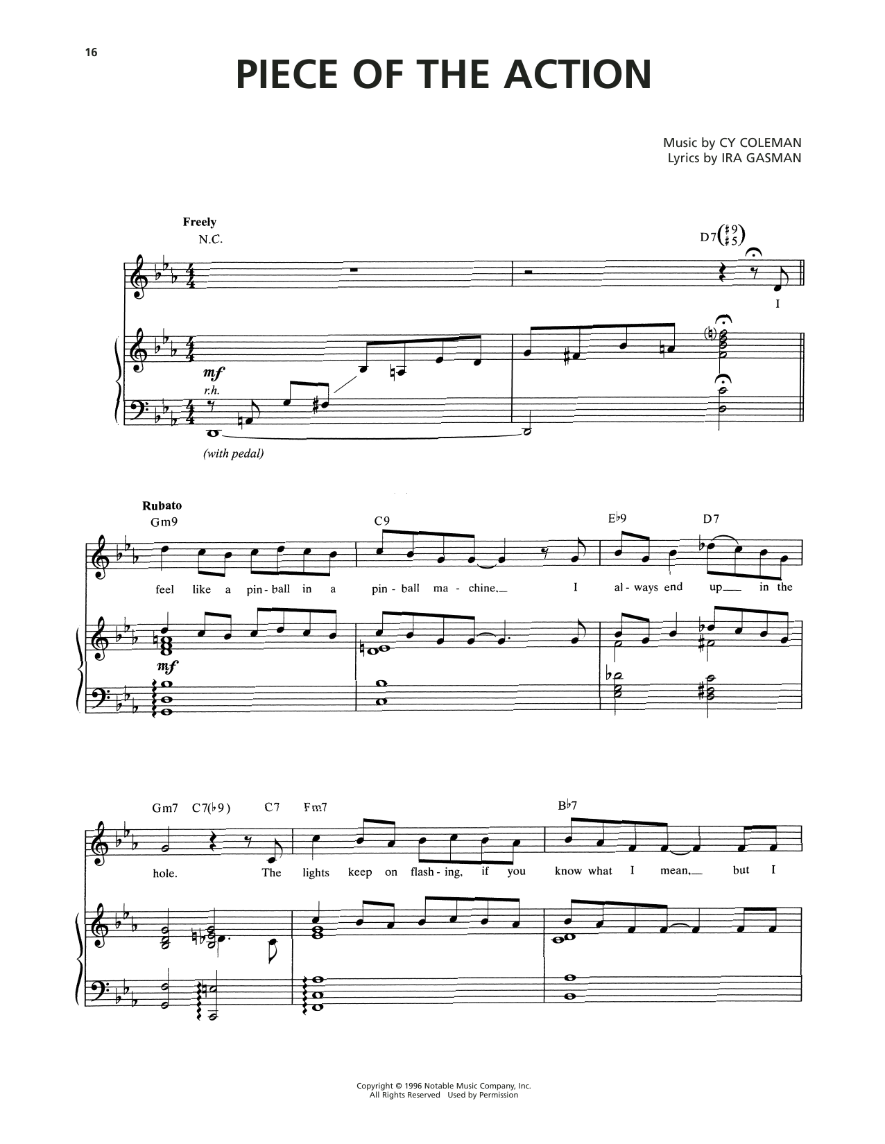 Cy Coleman Piece Of The Action (from The Life) sheet music notes and chords. Download Printable PDF.