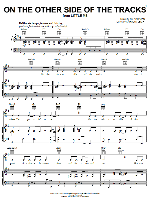 Cy Coleman The Other Side Of The Tracks sheet music notes and chords. Download Printable PDF.