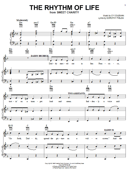 Cy Coleman The Rhythm Of Life sheet music notes and chords. Download Printable PDF.