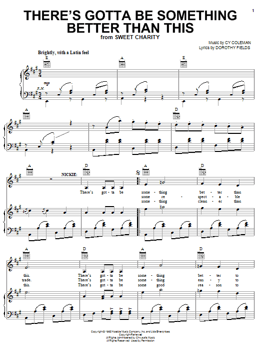 Cy Coleman There's Gotta Be Something Better Than This sheet music notes and chords. Download Printable PDF.