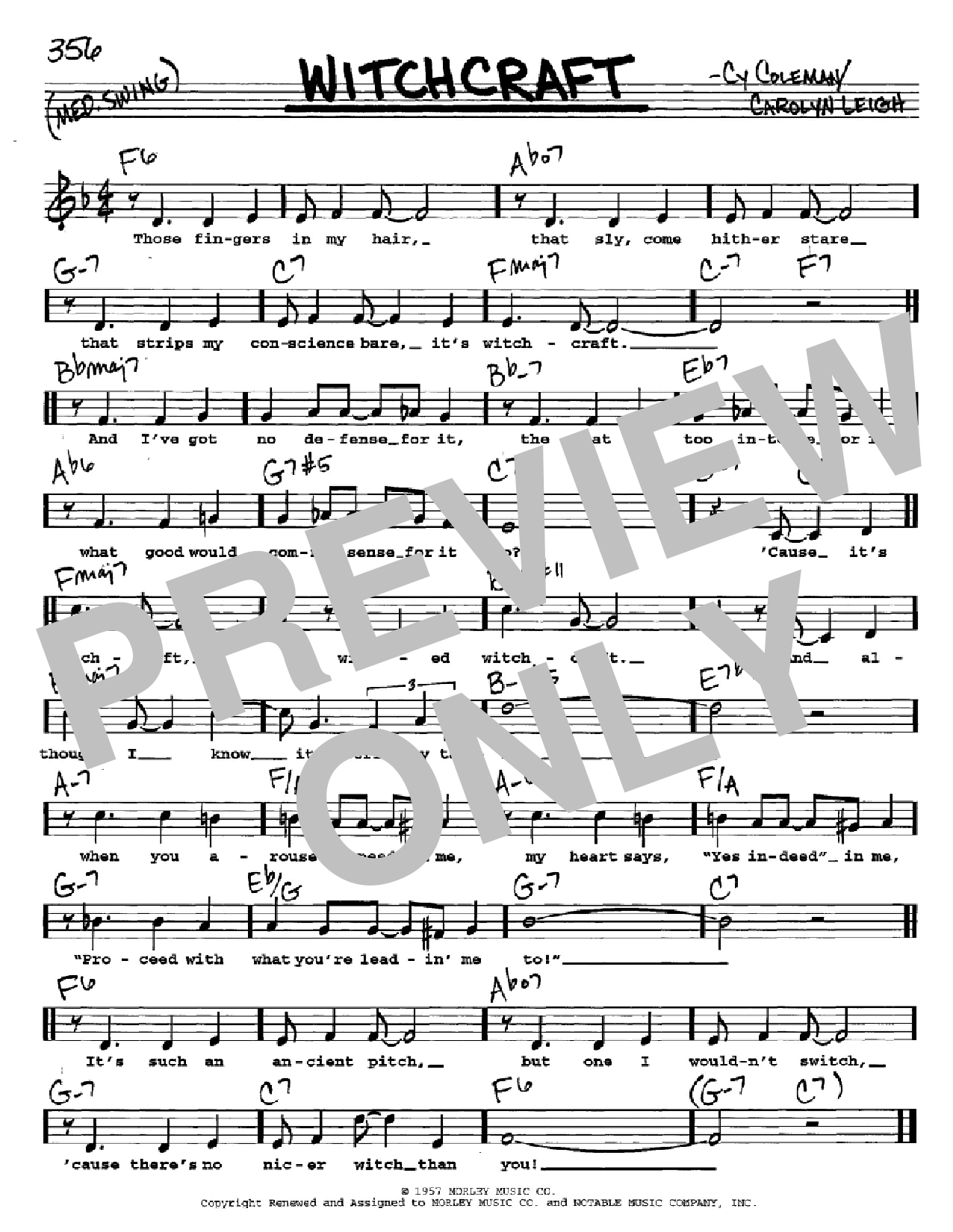 Cy Coleman Witchcraft sheet music notes and chords. Download Printable PDF.