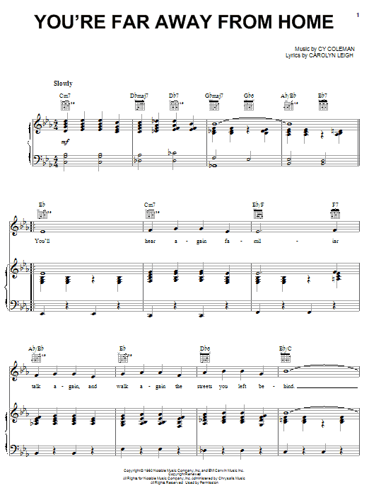 Learn to play Cy Coleman You're Far Away From Home sheet music for Piano, Vocal & Guitar Chords (Right-Hand Melody) in minutes. Price: 7.8900$ Cy Coleman You're Far Away From Home sheet music notes and chords arranged for Piano, Vocal & Guitar Chords (Right-Hand Melody)