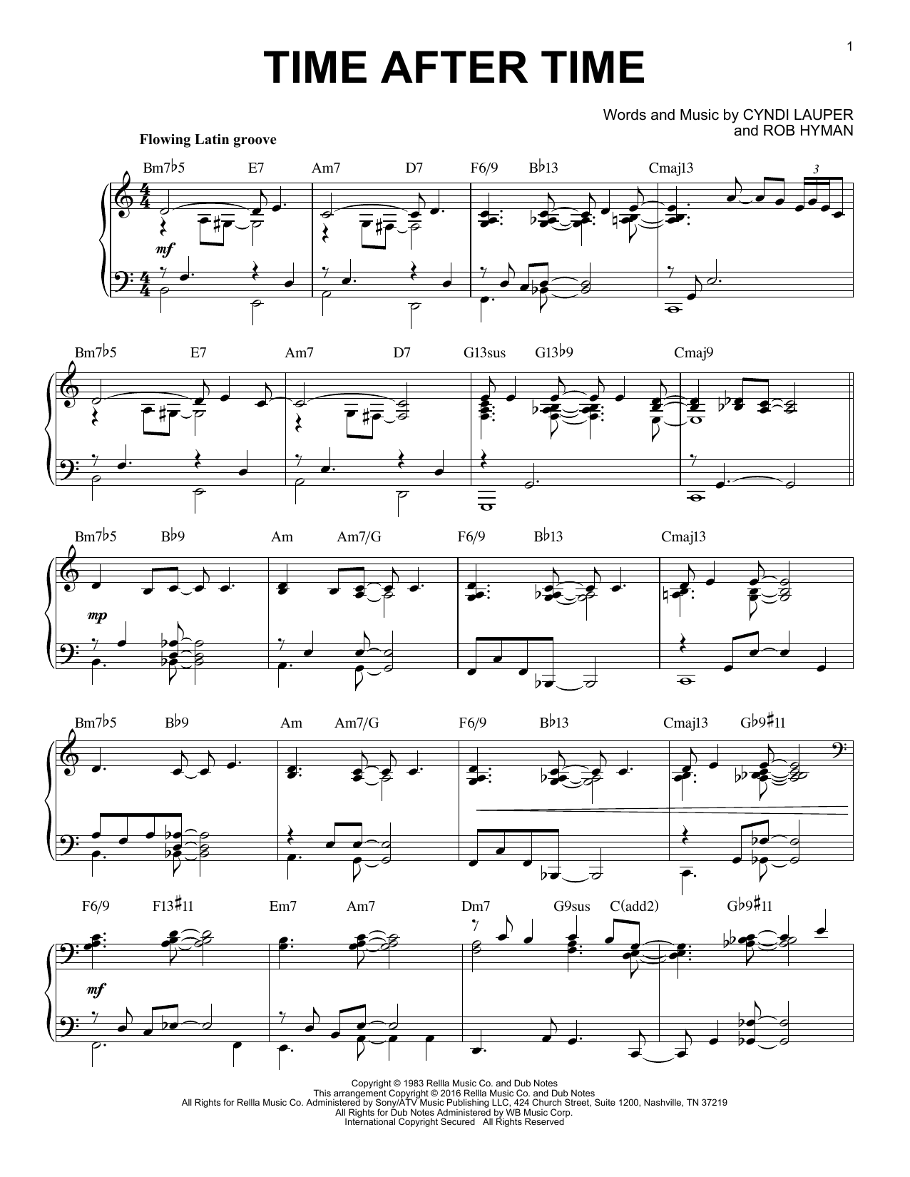 Cyndi Lauper Time After Time [Jazz version] (arr. Brent Edstrom) sheet music notes and chords. Download Printable PDF.