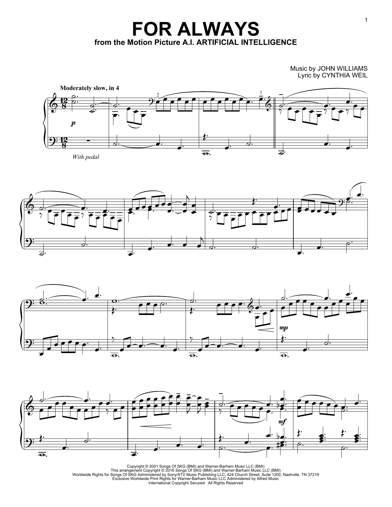Learn to play Cynthia Weil For Always sheet music for Piano Solo in minutes. Price: 7.8900$ Cynthia Weil For Always sheet music notes and chords arranged for Piano Solo
