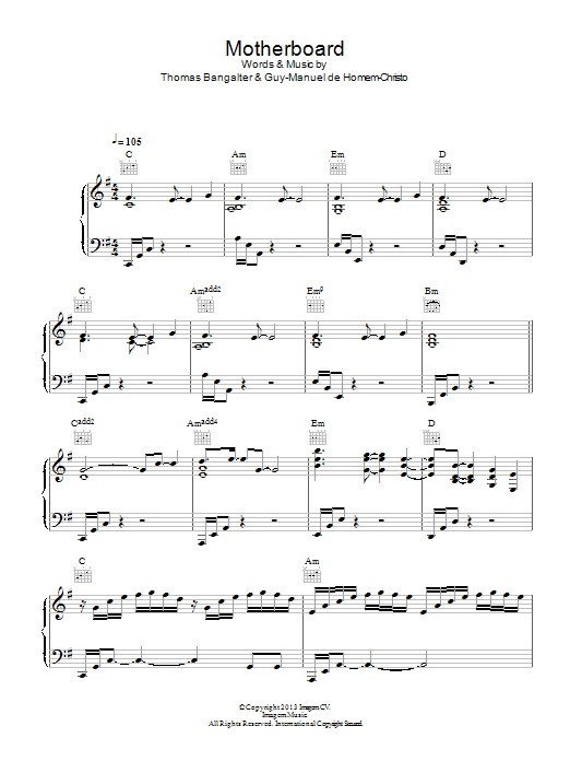 Learn to play Daft Punk Motherboard sheet music for Piano, Vocal & Guitar Chords in minutes. Price: 7.8900$ Daft Punk Motherboard sheet music notes and chords arranged for Piano, Vocal & Guitar Chords