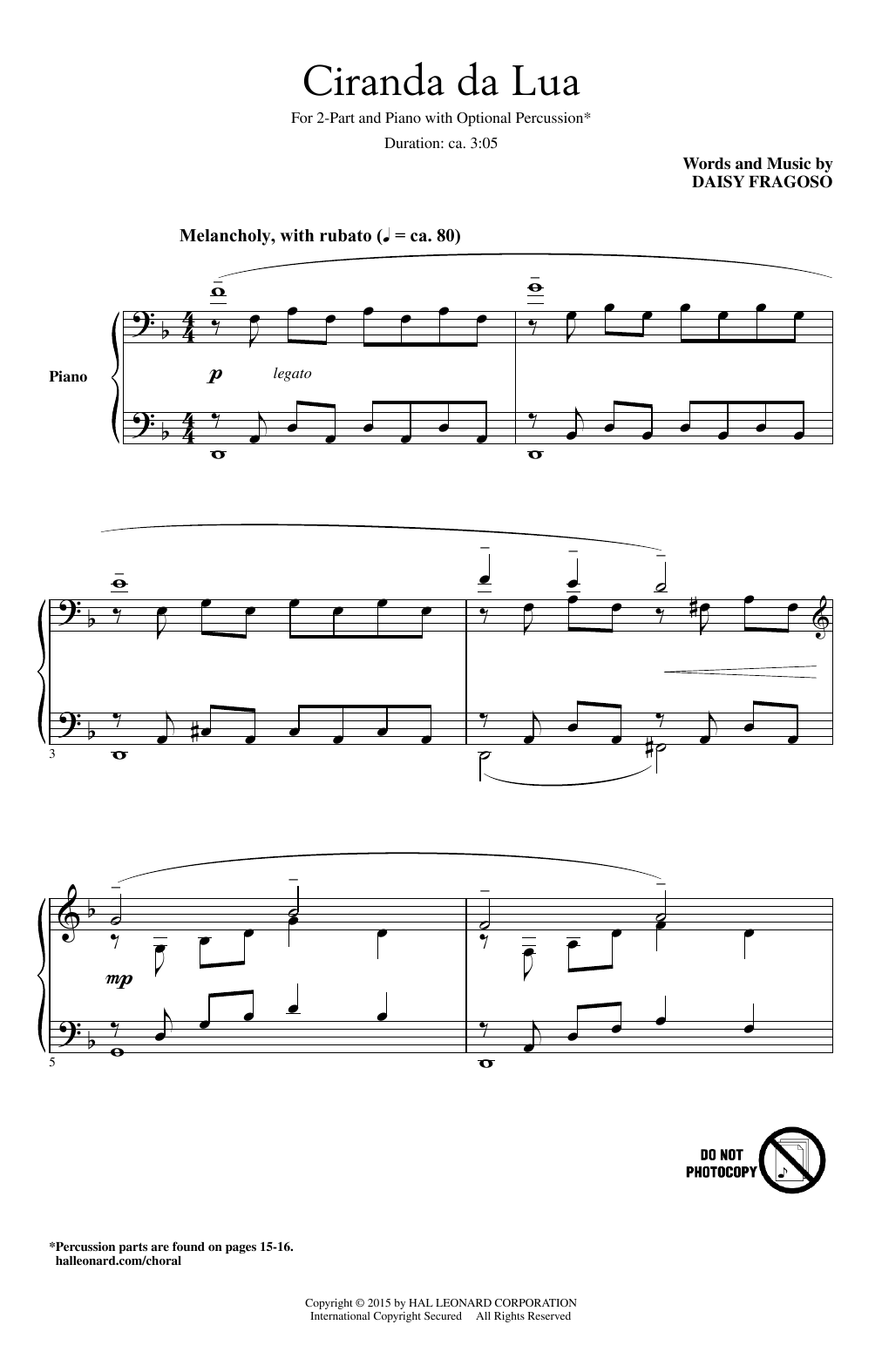 Daisy Fragoso Ciranda Da Lua sheet music notes and chords. Download Printable PDF.