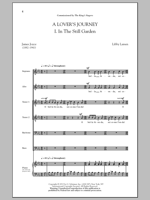 James Joyce A Lover's Journey (arr. Dale Warland) sheet music notes and chords arranged for SATB Choir