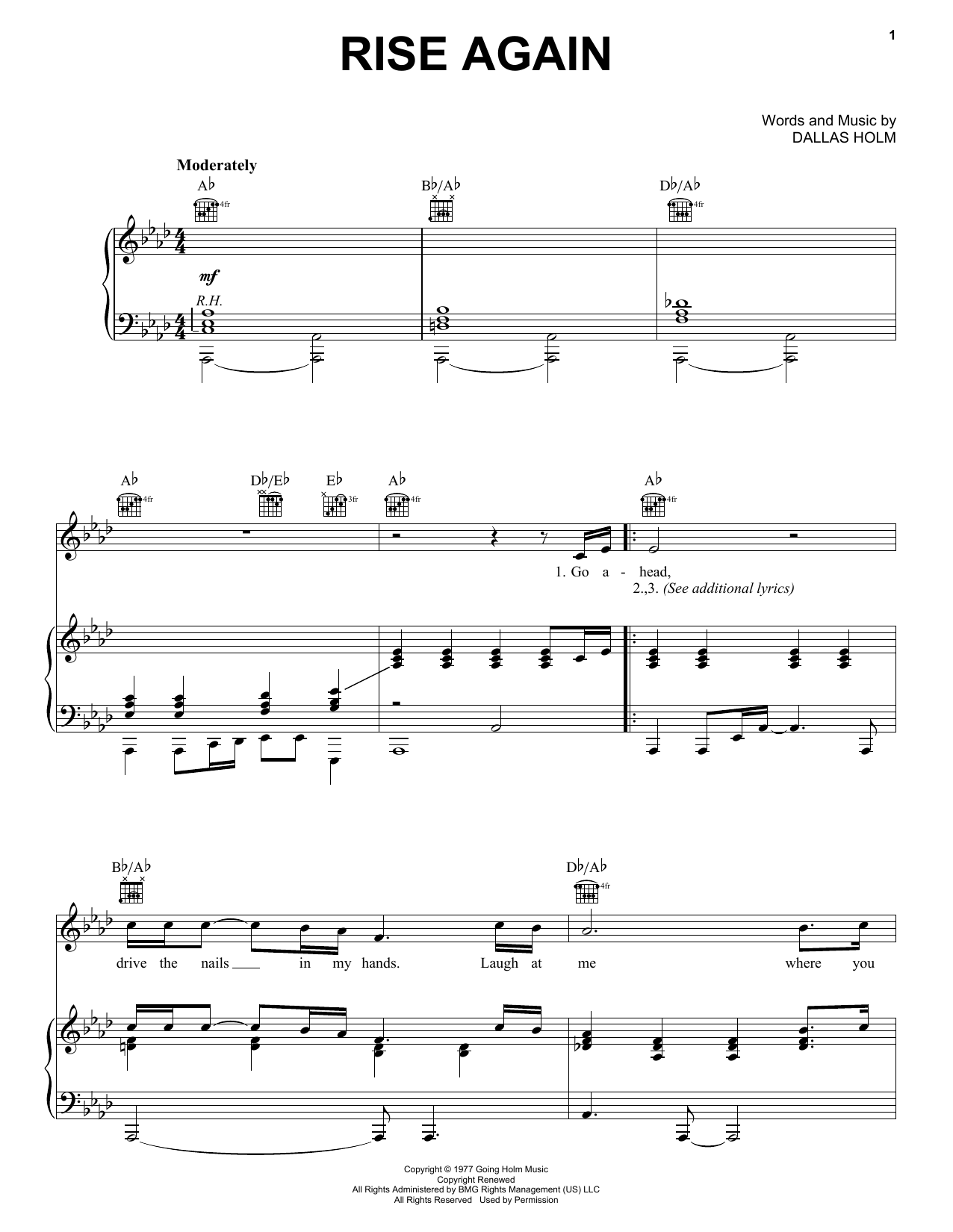 Dallas Holm Rise Again sheet music notes and chords. Download Printable PDF.