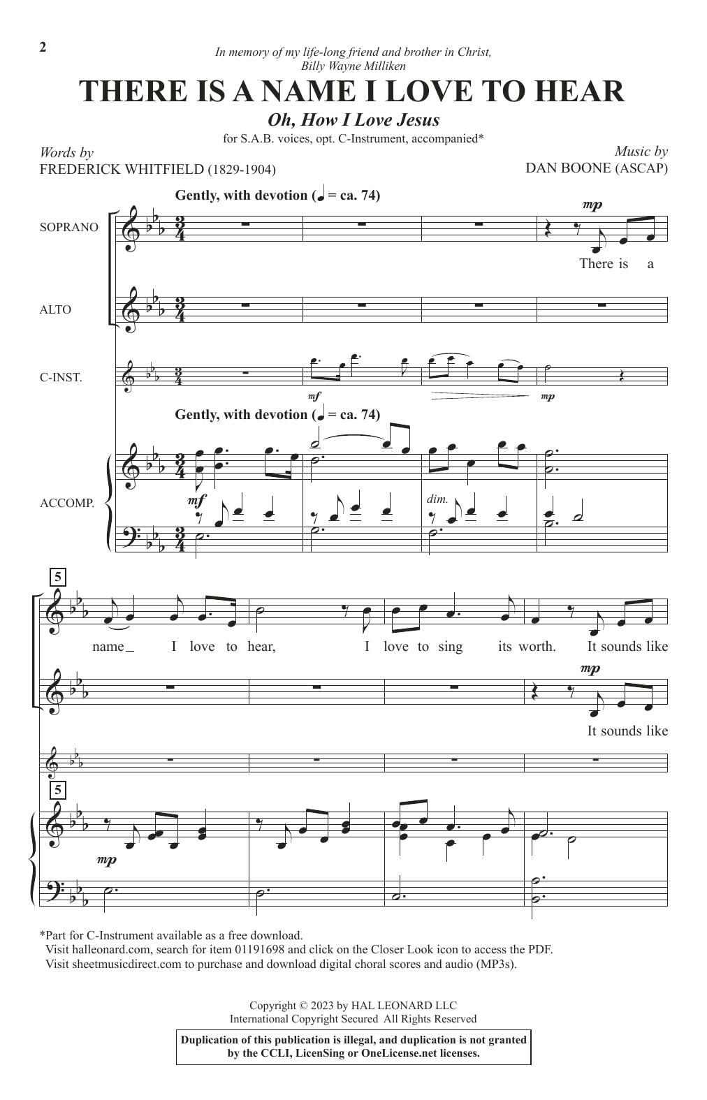 Dan Boone There Is A Name I Love To Hear (Oh, How I Love Jesus) sheet music notes and chords. Download Printable PDF.